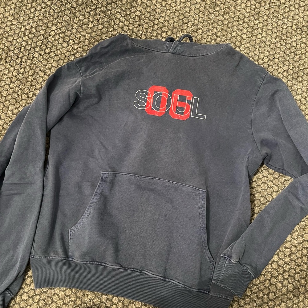 Blue/denim colored Sweatshirt with Red Graphic